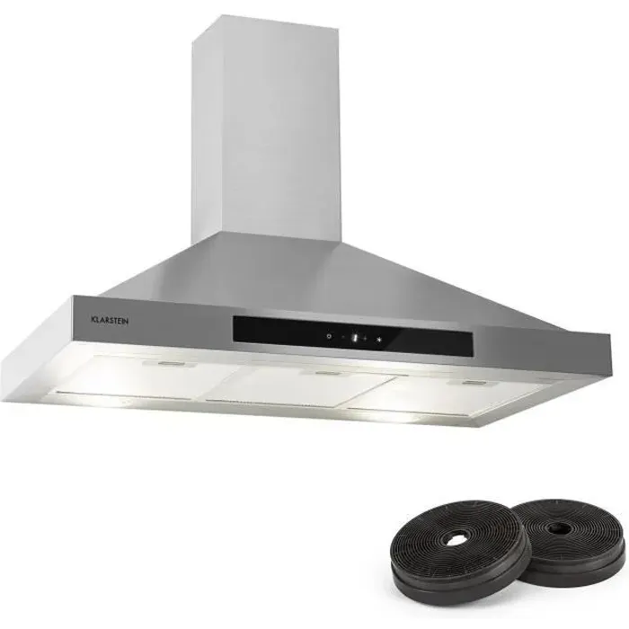Hotte aspirante - KLARSTEIN - Zelda - 90 cm - 650 m³/h - Inox - Classe B