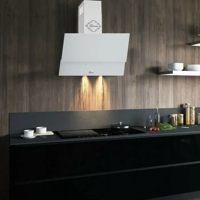 Hotte aspirante murale 60 cm GURARI GCH 268 WH 6 Design Blanc verre• Нotte inclinée 1000m³/h•Touch Control+Télécommande