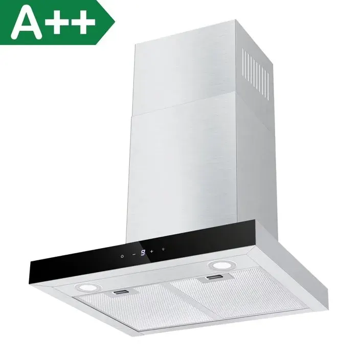 Hotte Aspirante Murale 60 cm - Panneau Tactile Éclairage LED Mode Évacuation et Recyclage Hotte de Cuisine Moderne