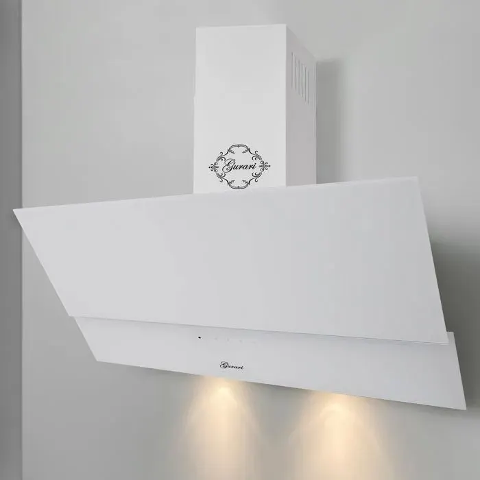 Hotte aspirante murale 80 cm GURARI GCH 268 WH 8 Design Blanc verre• Нotte inclinée 1000m³/h•Touch Control+Télécommande