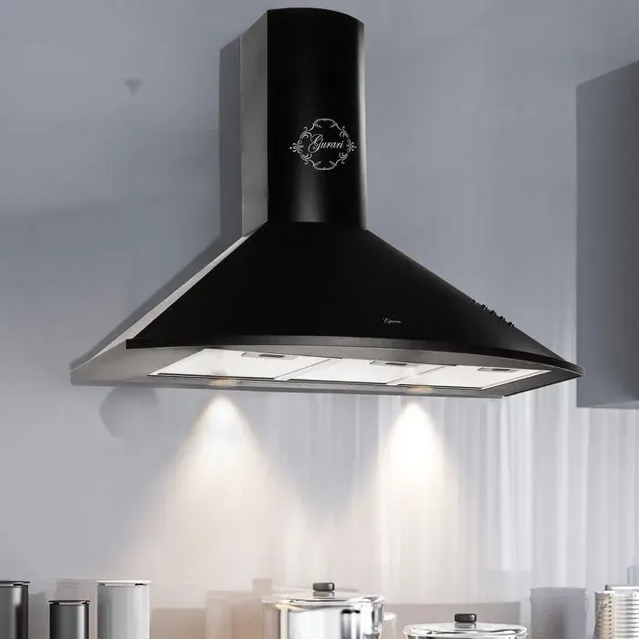 Hotte aspirante murale 90 cm • Gurari GCH 046 BL 9 •Hotte murale 1000m³/h Luxe fabricant Gurari • 3 vitesses • Noir