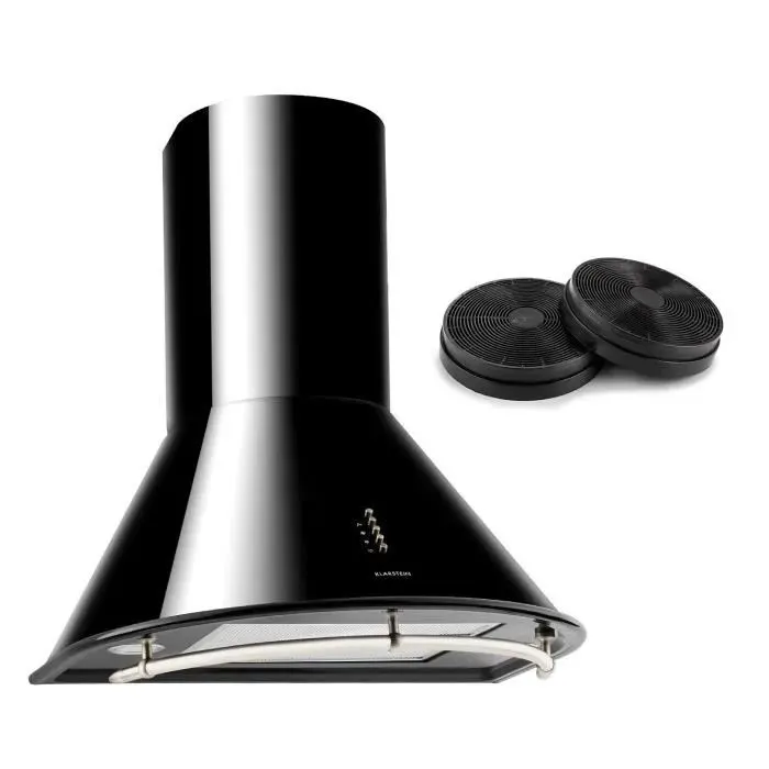 Hotte aspirante murale décorative Klarstein Lumio Neo 60cm - évacuation 610 m³-h - classe A - inox noir