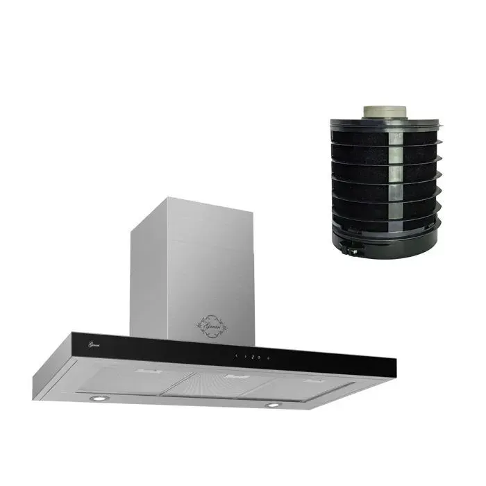 Hotte aspirante murale - GURARI - GCH 972 BL 120 Quatro - Inox et verre - 120 cm - 850 m³/h