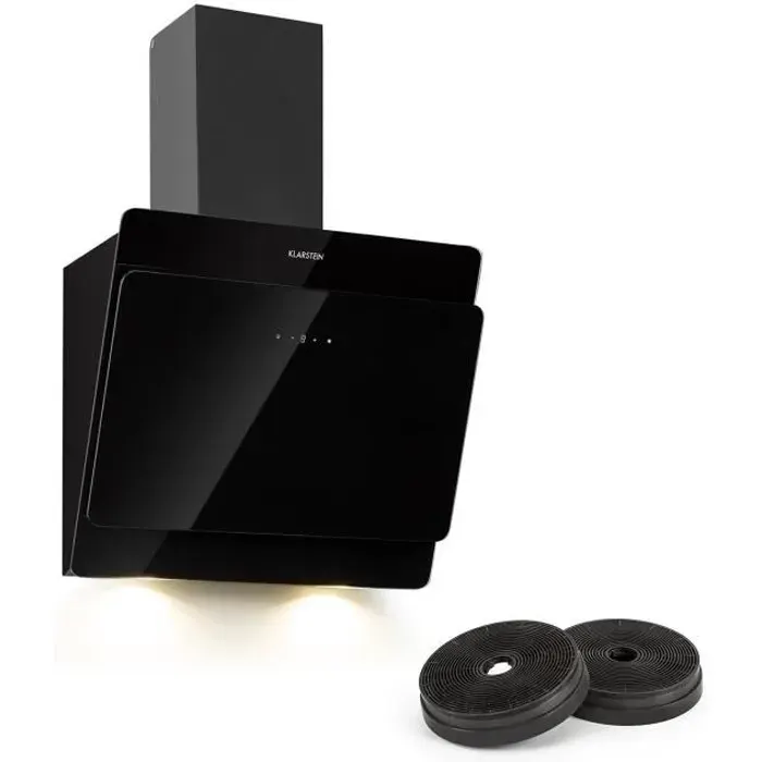 Hotte aspirante murale Klarstein Aurica - recyclage dair - 620m³/h - verre noir