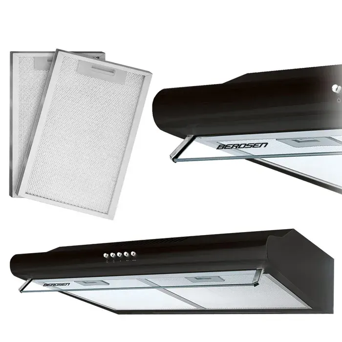 Hotte aspirante sous meuble - BERDSEN - BE-10A - 50 cm - Noire - 205 m³/h - 61 dB - Éclairage LED - 3 vitesses