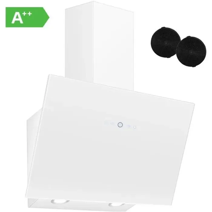 Hotte aspirantemurale de cuisine inclinee hotteA++Topstrong 700m³/h3 VitessesRecyclage avec Filtre à CharbonL60 cm