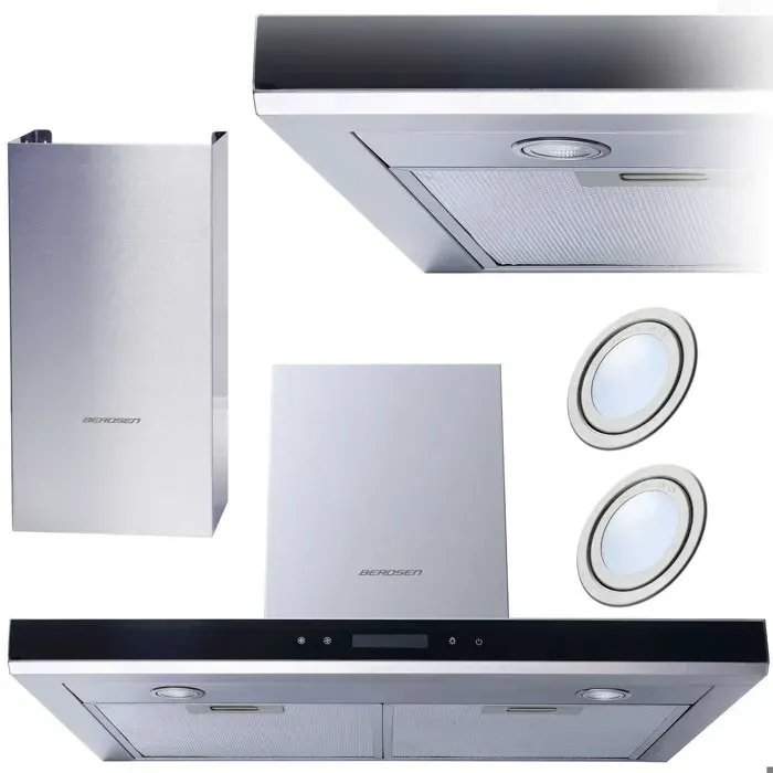 Hotte cheminée en inox - JANSHOP - 60 cm - Éclairage LED - 3 vitesses - Filtre à graisse aluminium