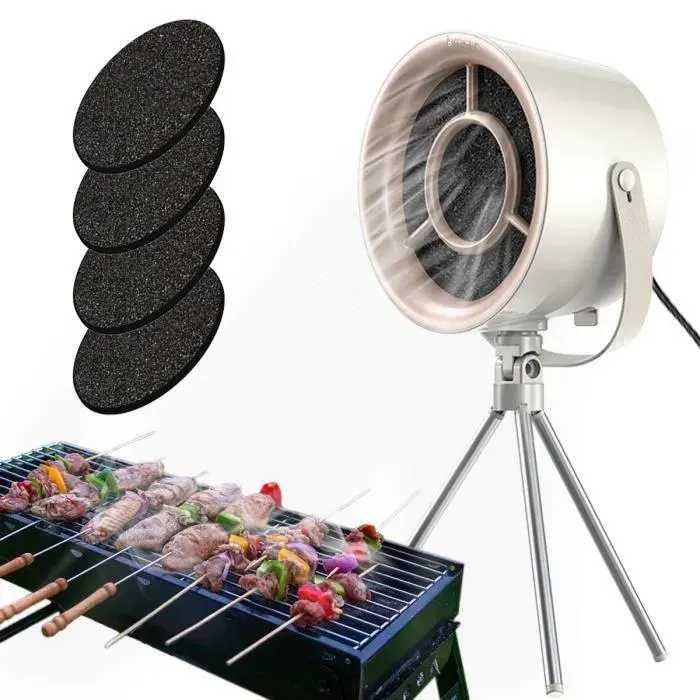 Hotte Cuisine Bureau - 3 Vitesses - Extraction Amovible & Lavable - Convient Barbecue Intérieur Fondue Camping-car blanc HOTTE