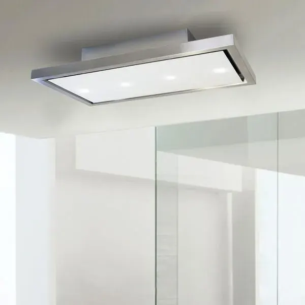 Hotte cuisine plafond - ESISTYLE - GAÏA - Verre blanc - 120 cm - Recyclage - Classe A