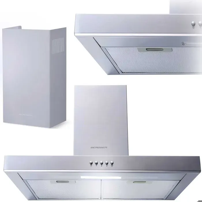 Hotte de cuisine cheminée inox - JANSHOP - 60 cm - Éclairage LED - 3 niveaux defficacité