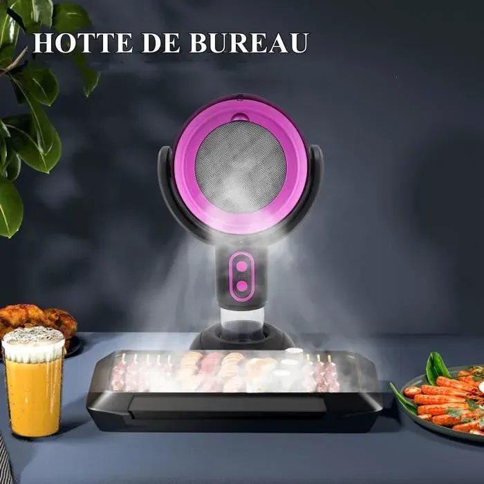 Hotte de cuisine de bureau - VVIKIZY - Portable - 2 vitesses - Noir violet - ABS - 21x35x16cm