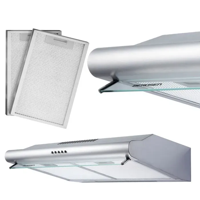 Hotte de cuisine encastrable - JANSHOP - 50 cm - INOX - Éclairage LED - 3 vitesses - 205 m³/h - 61 dB