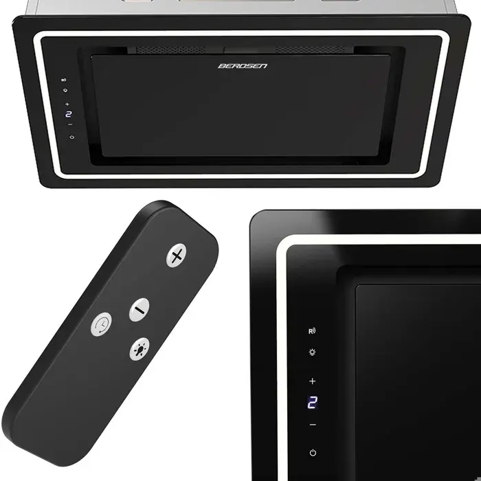 Hotte de cuisine encastrable - JANSHOP - 52 cm - Noir - Modèle BT-239 - Télécommande - Éclairage LED