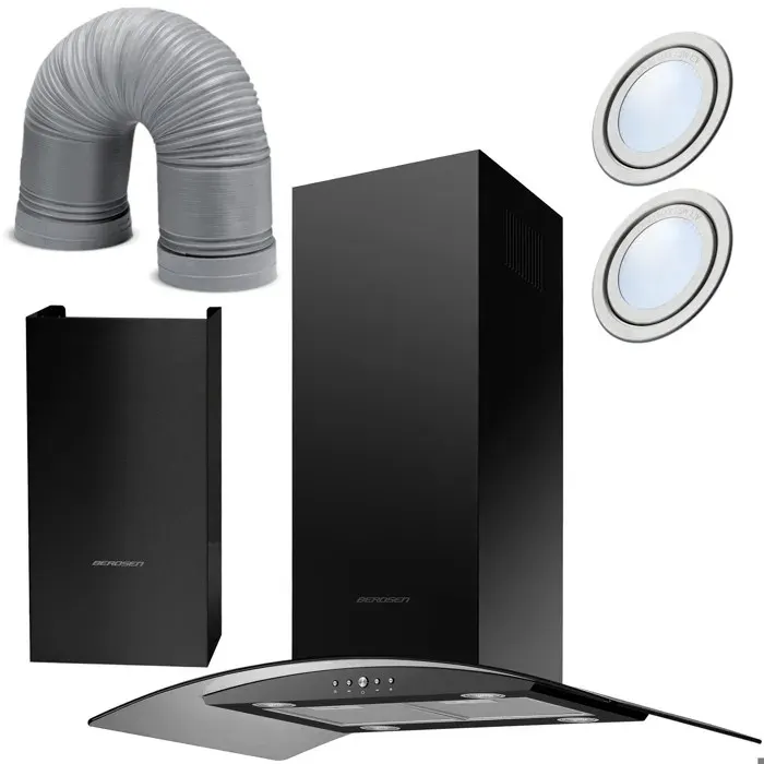 Hotte de cuisine îlot - JANSHOP - 90 cm - Noir - Extraction efficace - Design moderne - Pour cuisines ouvertes — coloris Noire