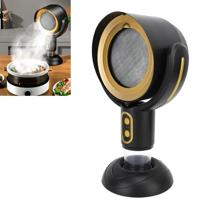 Hotte de cuisine portable - Sonew - Noir et or - 2 vitesses - Filtre amovible - Ion négatif