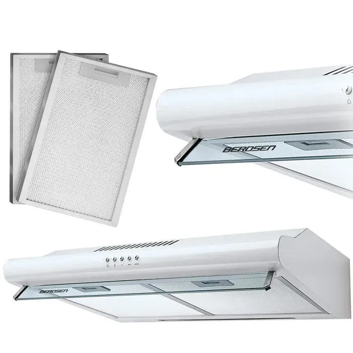 Hotte de cuisine sous-meuble - JANSHOP - Berdsen BE-10A - 50 cm - Blanc - Éclairage LED - 3 vitesses - 205 m3/h - 61 dB