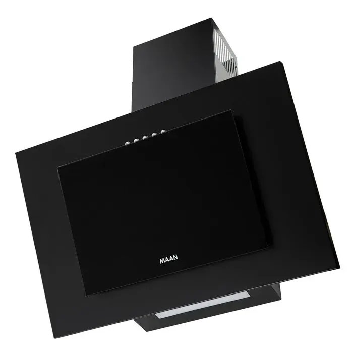 Hotte de cuisine verticale - MAAN - Noir - Débit dair 310 m³/h - 3 vitesses - Éclairage LED - Commande mécanique — coloris Noire