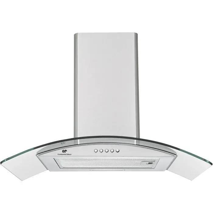 Hotte décorative - CONTINENTAL EDISON - CEH60GS2 - Classe A - 60 x 47 x 50/84 cm - Inox / Verre