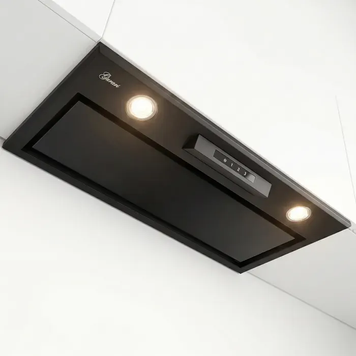 Hotte encastrable noire 70 cm Gurari GCH B 545 BL Groupe filtrant noir • Hotte de plafond 1000 m³/h • Commande tactile+Télécommande