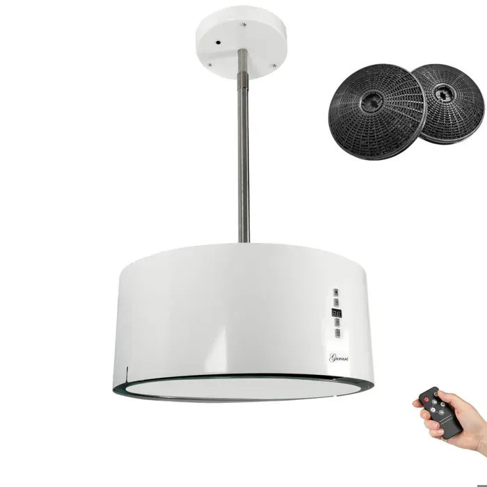 Hotte îlot 50 cm Gurari GCH I 237 50 WH N design élégant en blanc • Hotte suspendue • 860 m³/h • Télécommande • Recyclage
