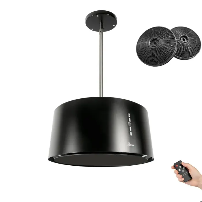 Hotte îlot 50 cm Gurari GCH I 237 50 WH N design élégant en Noir • Hotte suspendue • 860 m³/h • Télécommande • Recyclage