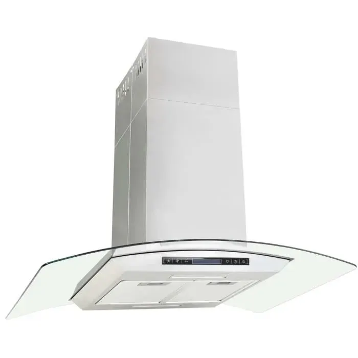 Hotte îlot avec écran tactile LCD et capteur 90 cm 756 m³-h LED