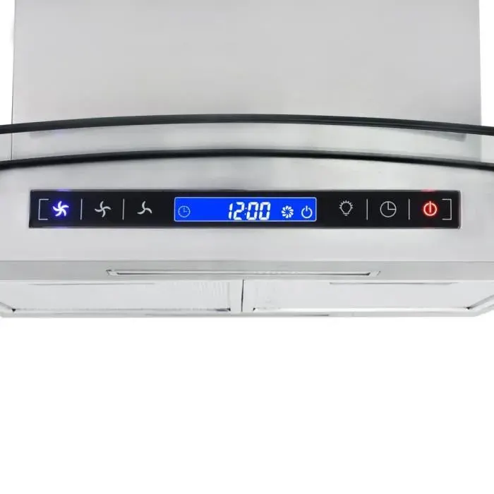 Hotte îlot avec écran tactile LCD et capteur 90 cm 756 m³/h LED XID