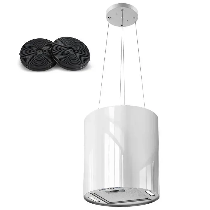 Hotte Îlot Central Hotte Aspirante 35cm700 m³/h A+ 3 Vitesses et Fonction Retard (5 minutes) Hotte Suspendue Recyclage Blanc