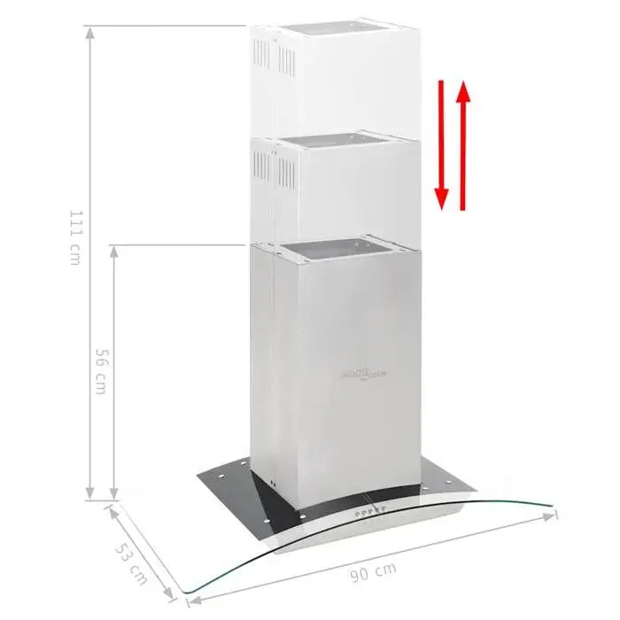 Hotte îlot en acier inoxydable - WIENS - 90 cm - 756 m³/h - LED intégrées - Argenté - 3 vitesses