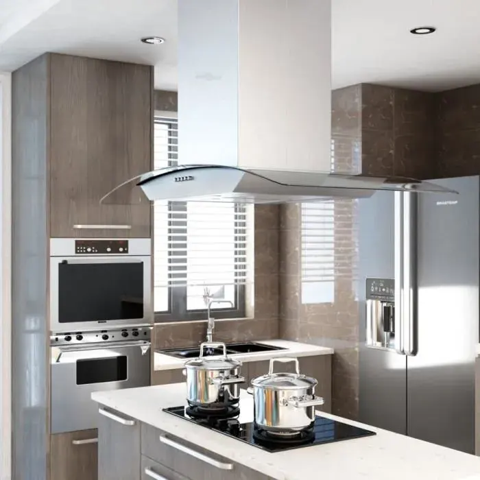 Hotte îlot - ESTINK - 90 cm - Acier inoxydable - 756 m³/h - 3 niveaux de vitesse