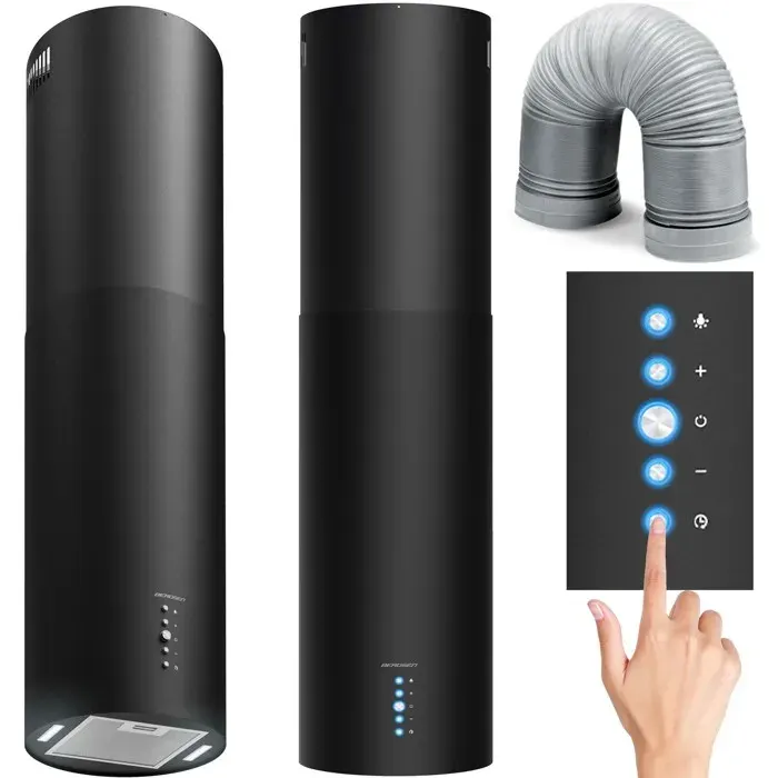 Hotte îlot - JANSHOP - BT-221 - 35 cm - Noir - Éclairage LED