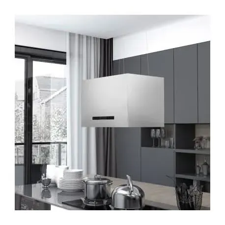 Hotte ilot - MARQUE - Modèle - Capteur tactile LCD - 55 cm - Acier inoxydable