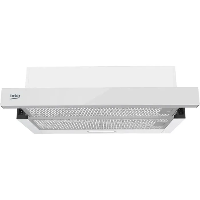 Hotte intégrée blanche - Beko - Commande tactile - Débit dair 300-450 m³/h - Niveau sonore 48-63 dB