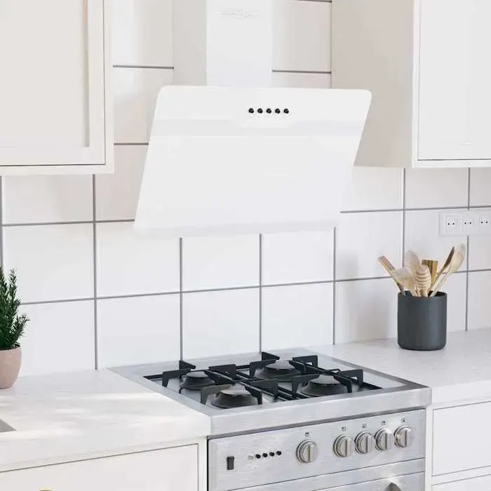 Hotte murale 60 cm Acier et verre trempé Blanc - vidaXL - aluminium - Filtration - Puissance 180 W - Facile à nettoyer 2957