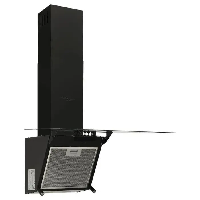 Hotte murale 60 cm Acier et verre trempé Noir Mothinessto ly0060