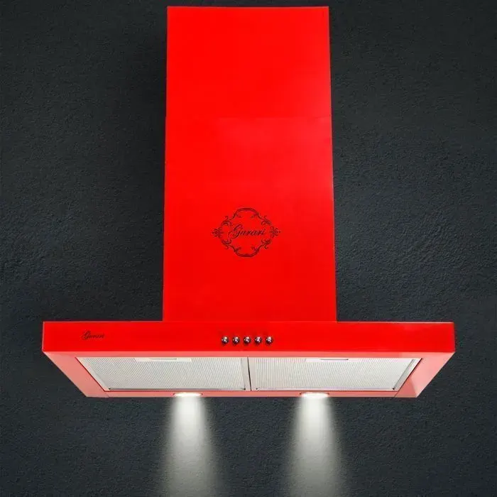 Hotte murale 60 cm Rouge GURARI GCH 461 RD 6 Hotte aspirante 1000 m³/h • Évacuation/recyclage • Filtres lavables • Design moderne
