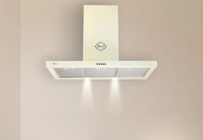 Hotte murale 90 cm Crème GURARI GCH F 461 BG 9 Hotte aspirante 1000 m³/h • Évacuation/recyclage • Filtres lavables