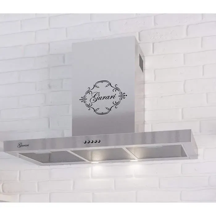 Hotte murale 90 cm Inox GURARI GCH F 461 IS 9 Hotte aspirante 1000 m³/h • Évacuation/recyclage • Filtres lavables • Design moderne