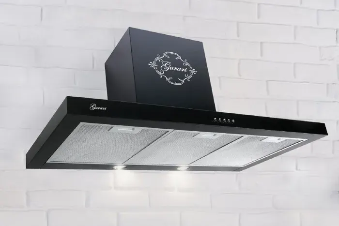 Hotte murale 90 cm Noir GURARI 461 BL 9 Hotte aspirante 1000 m³/h • Évacuation/recyclage • Filtres lavables • Design modern