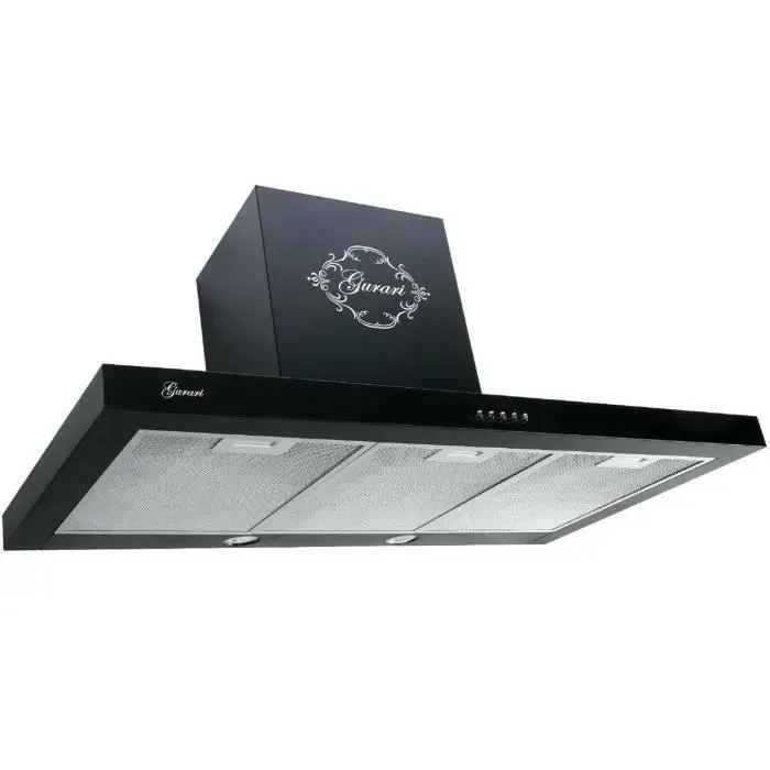 Hotte murale 90 cm Noir GURARI GCH F 461 BL 9 Hotte aspirante 1000 m³/h • Évacuation/recyclage • Filtres lavables • Design modern