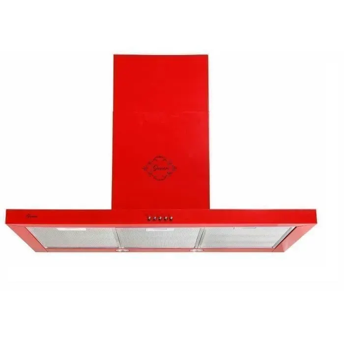 Hotte murale 90 cm Rouge GURARI GCH F 461 RD 9 Hotte aspirante 1000 m³/h • Évacuation/recyclage • Filtres lavables • Design