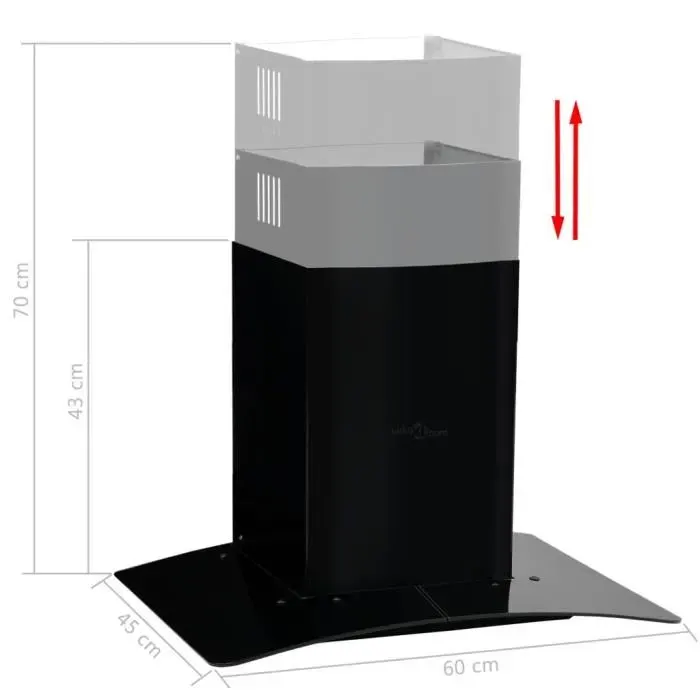 Hotte murale Acier inoxydable 756 m³/h 60 cm Noir LVD2