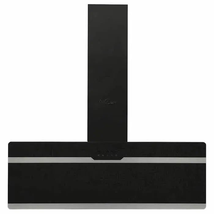Hotte murale en acier et verre trempé - WIENS - 90 cm - Noir - Débit dair 297 m³/h - Lampe LED 15 W - 3 vitesses
