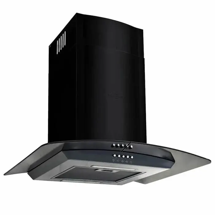 Hotte murale en acier inoxydable - JILL - 60x45x(43-70) cm - Noir - 756 m³/h - 3 vitesses - Lumières LED — coloris Noire