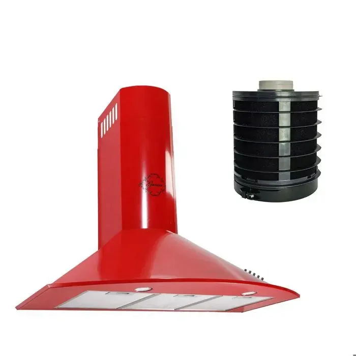 Hotte murale - GURARI - GCH C 046 RD 9 N - Rouge 90 cm - 1000 m³/h - Évacuation & recyclage