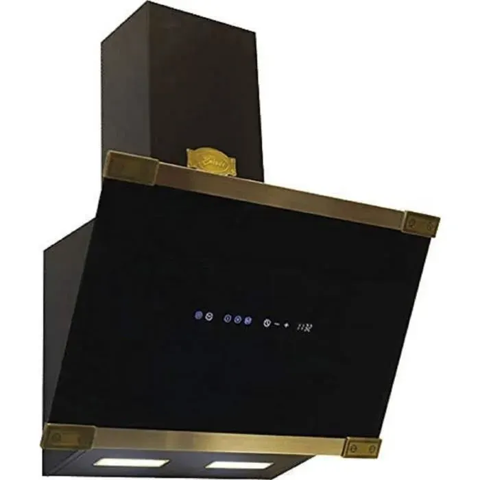 Hotte murale inclinée 60 cm Kaiser AT 6445 AD Eco • Hotte aspirante Noir & Antique Gold • 1250 m³/h • Évacuation & recyclage