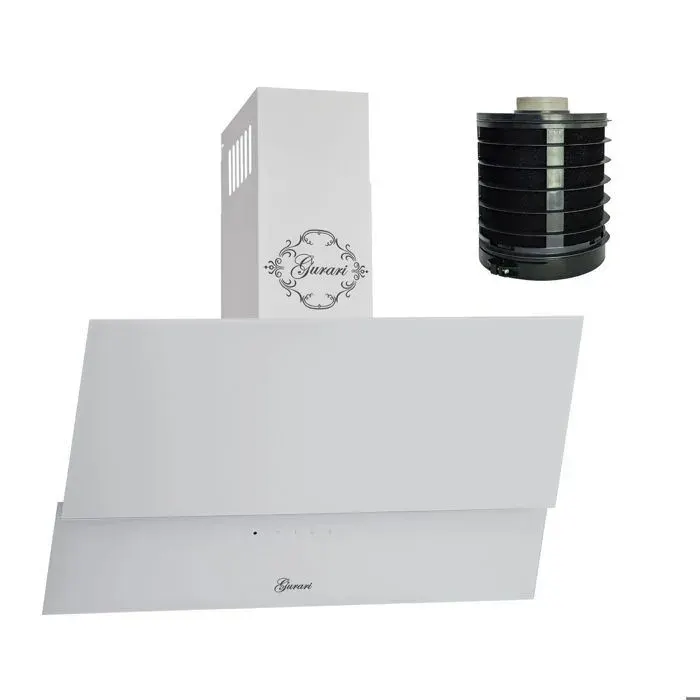 Hotte murale inclinée - GURARI - GCH 268 WH 6 - 60 cm - 1000 m³/h - Commande tactile & télécommande — coloris Blanche