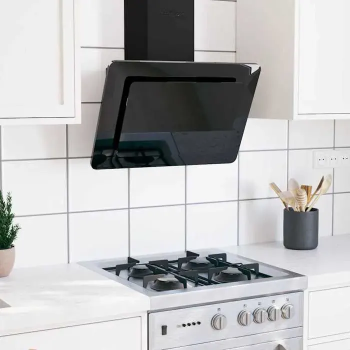 Hotte Murale - vidaXL - acier inoxydable et verre trempé - noir - 60 cm@foq29k
