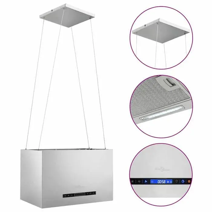 Hotte suspendue en acier inoxydable - JILL - 55 cm - Écran LCD tactile - 3 vitesses - 756 m³/h sans filtre