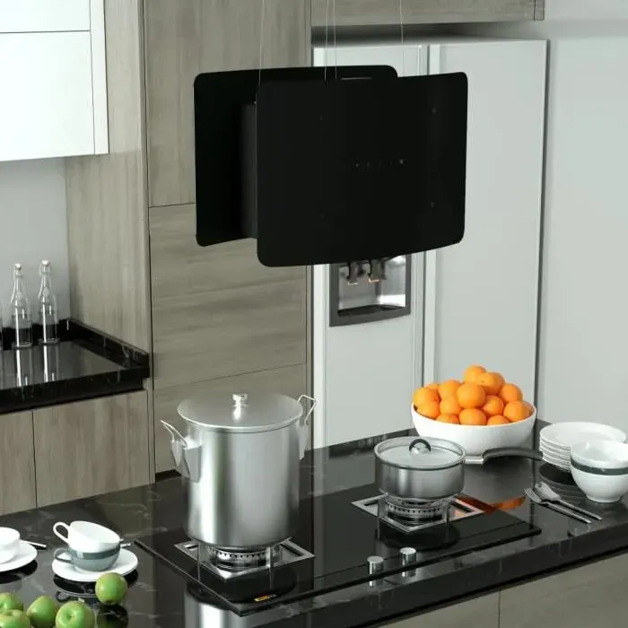 Hotte suspendue - SIB - LCD tactile - Verre trempé - 3 niveaux de vitesse - Noir